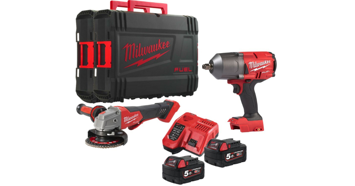 Milwaukee M18 Fuel High Torque Impact Wrench and Angle Grinder Twin Pack 