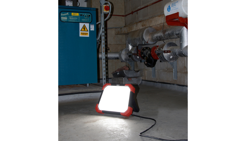 Floodlights are able to brighten up large areas on a jobsite