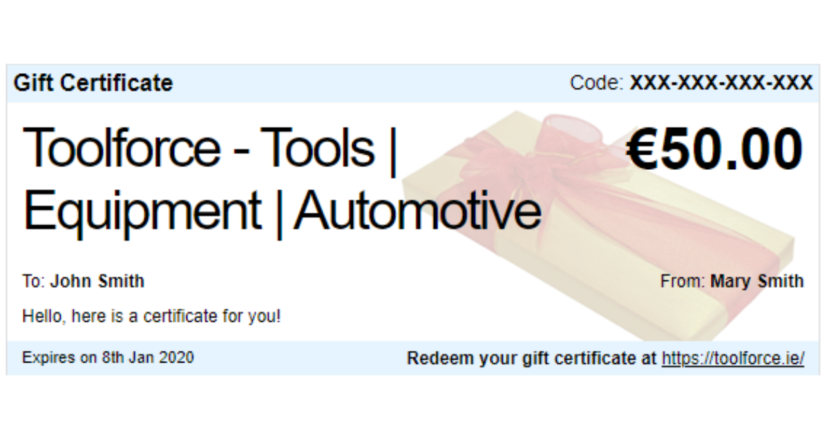 Gift Certificate Toolforce