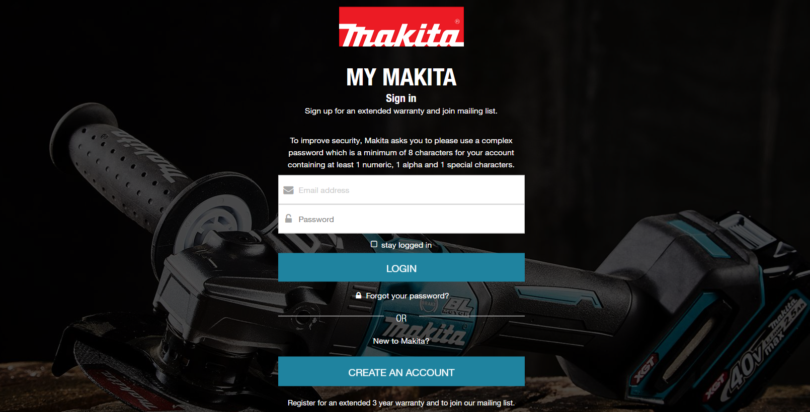 MyMakita Account login