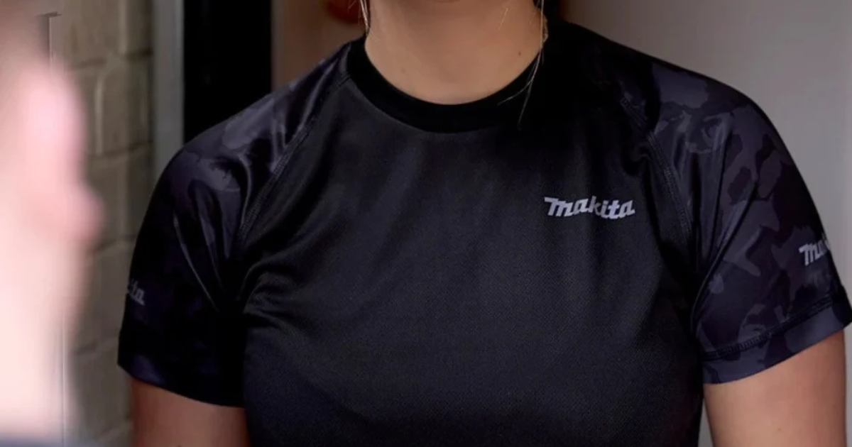 Makita Workwear Ladies Fit Tech T-Shirt, Black Colour